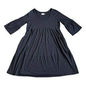 Pact Easy Dress XS Black Organic Cotton Pockets Flutter Sleeve Sustainable basic